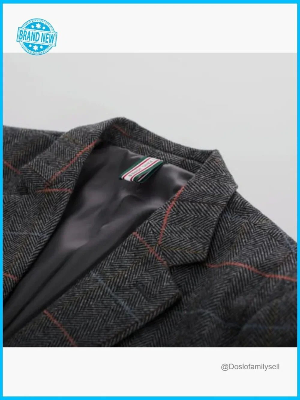 Herringbone Tweed Blazer Classic Fit Wool Blend Sport Coat Notch Lapel